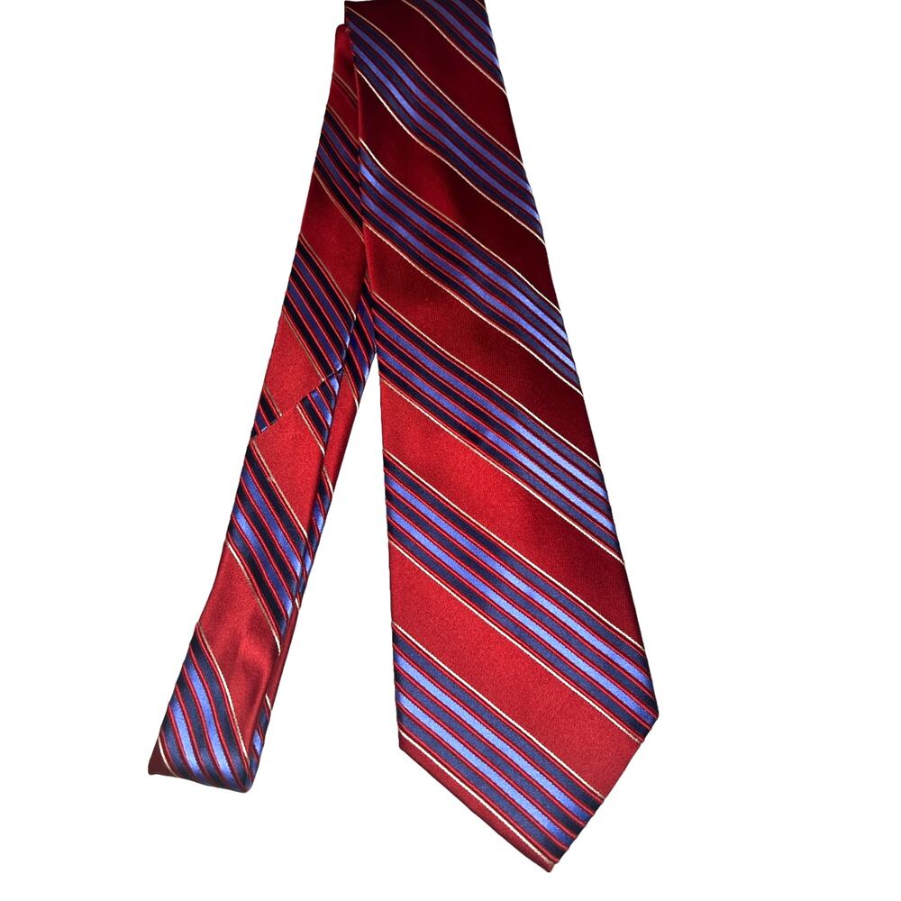 Jones New York Tie in Red and Blue Diagonal Stripes in Imported Silk